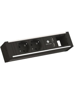 BACHMANN Модул за VENID с 2х Шуко, USB тип A+A и 1х празен модул, цвят Черен, - B936.001 - Цена | LEDs4economy