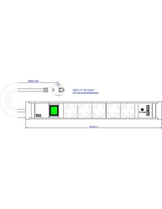 BACHMANN Разклонител ЧЕРЕН 5x2P+E с кабел 2 метра, копче, с USB A+A 3A 15W CONNECT LINE, - B420.0021 - Цена | LEDs4economy 2