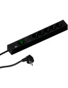 BACHMANN Разклонител ЧЕРЕН 5x2P+E с кабел 2 метра, копче, с SPD арестор CONNECT LINE,  - B420.0022
