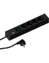 BACHMANN Разклонител ЧЕРЕН 4x2P+E с кабел 2 метра / 3x1.5мм2, копче, CONNECT LINE,  - B420.0012