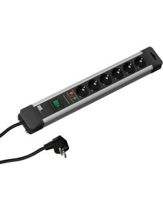 BACHMANN Разклонител ЧЕРЕН 6x2P+E с кабел 2 метра, копче, с SPD арестор CONNECTUS, - B330.104 - Цена | LEDs4economy