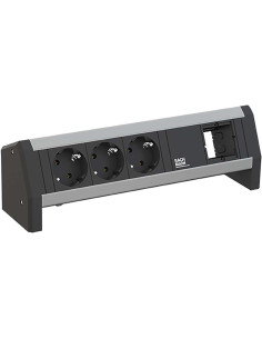 BACHMANN Модул DESK 1 с 3х Шуко и 1х празен модул, с кабел 1м, цвят Черен, - B902.054 - Цена | LEDs4economy