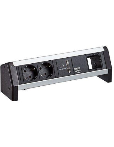 BACHMANN Модул DESK 1 с 2х Шуко, USB тип A+C и 1х празен модул, 