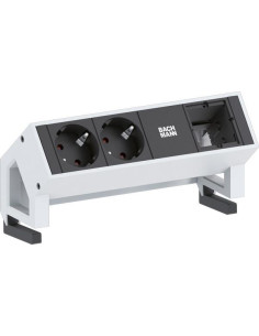 BACHMANN Модул DESK 2 с 2х Шуко и 1х празен модул, цвят Инокс, - B902.403 - Цена | LEDs4economy