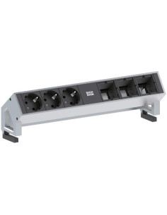 BACHMANN Модул DESK 2 с 3х Шуко и 3х празни модула, цвят Инокс, - B902.402 - Цена | LEDs4economy