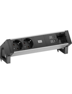 BACHMANN Модул DESK 2 ALU с 2х Шуко, USB тип A+C и 1х празен модул, цвят Черен, - B937.304 - Цена | LEDs4economy