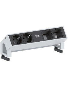 BACHMANN Модул DESK 2 с 2х Шуко и 2х празни модула, цвят Инокс, - B902.411 - Цена | LEDs4economy