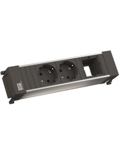 BACHMANN Модул за POWER FRAME 3M с 2х Шуко и 1х празен модул, цвят Черен, - B916.000 - Цена | LEDs4economy
