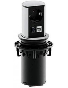 BACHMANN Модул ELEVATOR с 1х Шуко, 1x RJ45 Cat.6A и 1x USB 3.0, цвят Алуминий, - B928.0050 - Цена | LEDs4economy