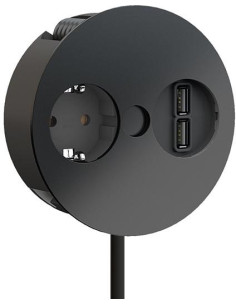BACHMANN Модул TWIST с 1х Шуко и USB тип A+A, с кабел 2м, цвят Черен, - B931.131 - Цена | LEDs4economy