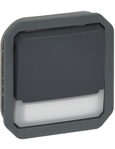 Legrand Бутон NO/NC с подсветка 12V и етикет механизъм цвят Антрацит IP55 Plexo New - 069814L - Цена | LEDs4economy
