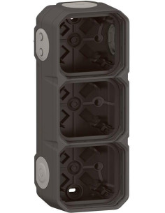 Legrand Кутия ТРОЙНА с 5х гумени мембрани за открит монтаж цвят Антрацит IP55 Plexo New - 069603L - Цена | LEDs4economy