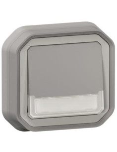 Legrand Бутон NO/NC с подсветка 12V и етикет моноблок за скрит монтаж цвят Сив IP55 Plexo New - 069824L - Цена | LEDs4economy