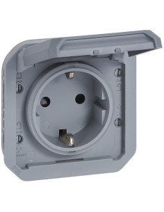 Legrand Контакт шуко 16А с детска защита и винт. клеми механизъм цвят Сив IP55 Plexo New - 069571L - Цена | LEDs4economy
