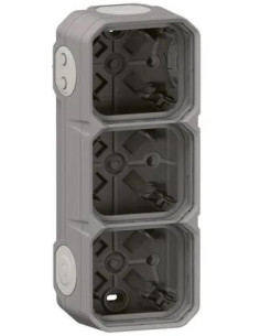 Legrand Кутия ТРОЙНА с 5х гумени мембрани за открит монтаж цвят Сив IP55 Plexo New - 069680L - Цена | LEDs4economy