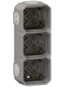 Legrand Кутия ТРОЙНА с 5х гумени мембрани за открит монтаж цвят Сив IP55 Plexo New - 069680L - Цена | LEDs4economy