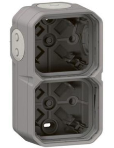 Legrand Кутия ДВОЙНА с 4х гумени мембрани за открит монтаж цвят Сив IP55 Plexo New - 069672L - Цена | LEDs4economy