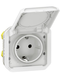 Legrand Контакт шуко 16А с детска защита и авт. клеми механизъм цвят Бял IP55 Plexo New - 069640L - Цена | LEDs4economy