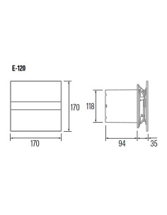 CATA Вентилатор E-120GTHBK HYGRO ф120мм, цвят Черен, 210м3/ч, 11W, 33dB - C00901602 - Цена | LEDs4economy 2