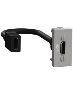 SE Розетка HDMI с кабел 15см. 1 мод. цвят Алуминий Unica - NU343030 - Цена | LEDs4economy