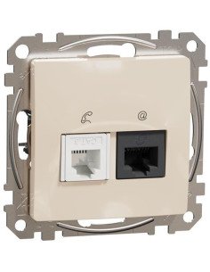SE Розетка RJ11+RJ45 UTP cat.5e цвят Крем Sedna - SDD112458 - Цена | LEDs4economy