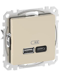 SE Розетка 2хUSB за зареждане тип A+C Power Delivery 45W цвят Крем Sedna - SDD112404 - Цена | LEDs4economy