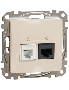 SE Розетка RJ11+RJ45 UTP cat.6 цвят Крем Sedna - SDD112468 - Цена | LEDs4economy