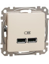 SE Розетка 2хUSB за зареждане тип A+A 2.1A 10.5W цвят Крем Sedna - SDD112401 - Цена | LEDs4economy