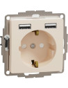 SE Контакт шуко с детска защита авт. и USB тип A+A 2.4A 12W цвят Крем Sedna - SDD112052 - Цена | LEDs4economy