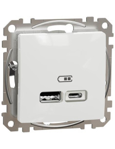 SE Розетка 2хUSB за зареждане тип A+C 2.4A 12W цвят Бял Sedna - SDD111402 - Цена | LEDs4economy