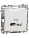 SE Розетка 2хUSB за зареждане тип A+C 2.4A 12W цвят Бял Sedna - SDD111402 - Цена | LEDs4economy