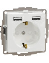 SE Контакт шуко с детска защита авт. и USB тип A+A 2.4A 12W цвят Бял Sedna - SDD111052 - Цена | LEDs4economy