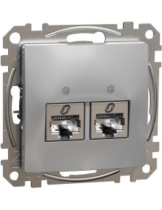 SE Розетка 2xRJ45 STP cat.6A S-One цвят Алуминий Sedna - SDD113467S - Цена | LEDs4economy