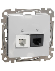 SE Розетка RJ11+RJ45 UTP cat.6 цвят Алуминий Sedna - SDD113468 - Цена | LEDs4economy