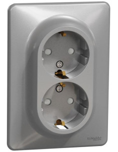 SE Контакт шуко двоен моноблок цвят Алуминий Sedna - SDD313221 - Цена | LEDs4economy