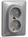 SE Контакт шуко двоен моноблок цвят Алуминий Sedna - SDD313221 - Цена | LEDs4economy