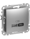 SE Розетка 2хUSB за зареждане тип A+C Power Delivery 45W цвят Алуминий Sedna - SDD113404 - Цена | LEDs4economy