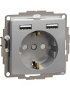 SE Контакт шуко с детска защита авт. и USB тип A+A 2.4A 12W цвят Алуминий Sedna - SDD113052 - Цена | LEDs4economy