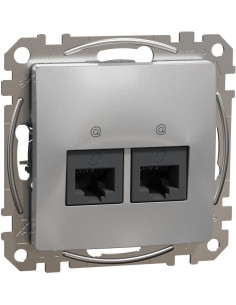 SE Розетка 2xRJ45 UTP cat.6 S-One цвят Алуминий Sedna - SDD113462 - Цена | LEDs4economy