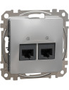 SE Розетка 2xRJ45 UTP cat.6 S-One цвят Алуминий Sedna - SDD113462 - Цена | LEDs4economy