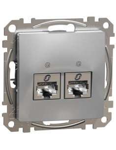 SE Розетка 2xRJ45 STP cat.6 S-One цвят Алуминий Sedna - SDD113462S - Цена | LEDs4economy