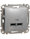 SE Розетка 2хUSB за зареждане тип A+A 2.1A 10.5W цвят Алуминий Sedna - SDD113401 - Цена | LEDs4economy