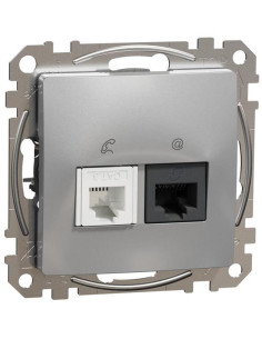 SE Розетка RJ11+RJ45 UTP cat.5e цвят Алуминий Sedna - SDD113458 - Цена | LEDs4economy