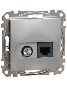 SE Розетка TV+RJ45 UTP cat.6 цвят Алуминий Sedna - SDD113469T - Цена | LEDs4economy