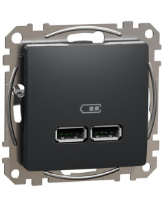 SE Розетка 2хUSB за зареждане тип A+A 2.1A 10.5W цвят Антрацит Sedna - SDD114401 - Цена | LEDs4economy