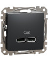 SE Розетка 2хUSB за зареждане тип A+A 2.1A 10.5W цвят Антрацит Sedna - SDD114401 - Цена | LEDs4economy