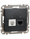 SE Розетка RJ11+RJ45 UTP cat.5e цвят Антрацит Sedna - SDD114458 - Цена | LEDs4economy