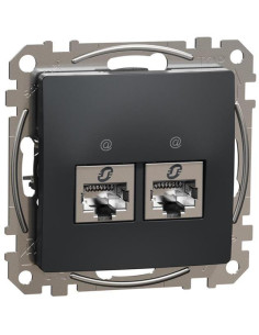 SE Розетка 2xRJ45 STP cat.6A S-One цвят Антрацит Sedna - SDD114467S - Цена | LEDs4economy