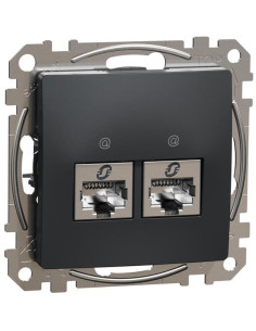 SE Розетка 2xRJ45 STP cat.6 S-One цвят Антрацит Sedna - SDD114462S - Цена | LEDs4economy