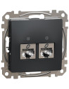 SE Розетка 2xRJ45 STP cat.6 S-One цвят Антрацит Sedna - SDD114462S - Цена | LEDs4economy